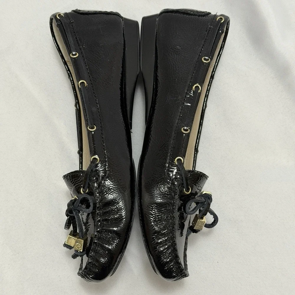 Michael Kors Patent Bow Ballet Flats Black Womens Size 7 Preppy‎ Quiet Luxury